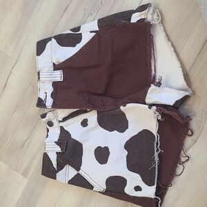 Pacsun Cow Print Denim Shorts
